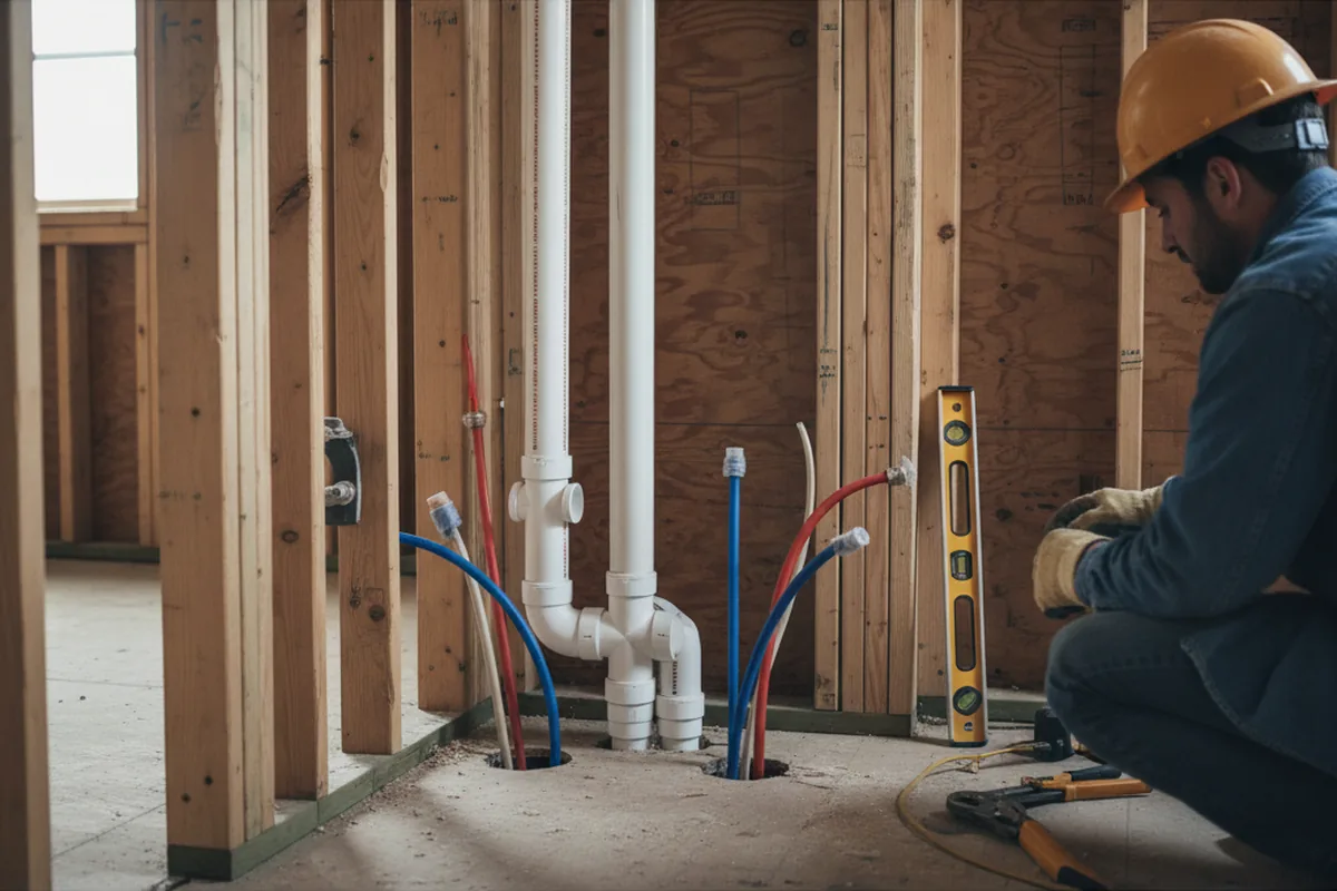 Drain and supply rough-in during Leak Detection in South Salem