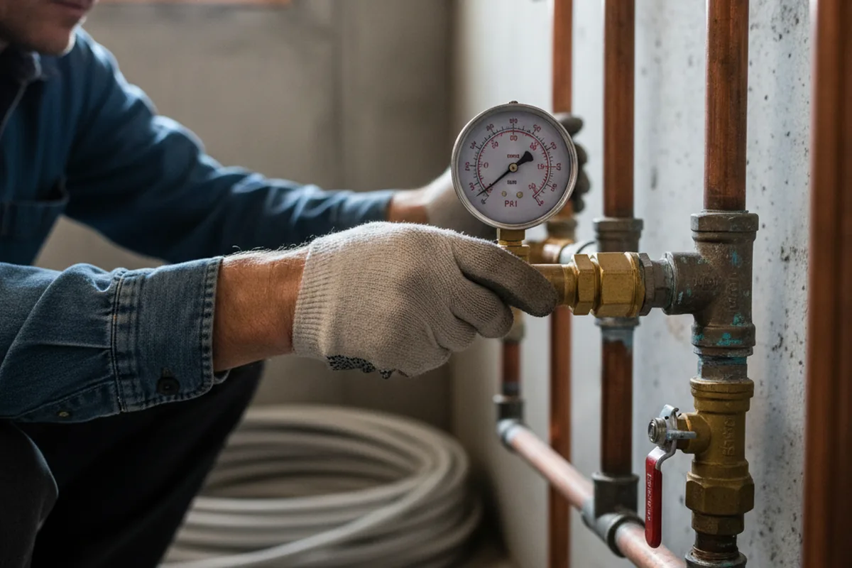 Pressure testing a repaired line during Water Line Repair in South Salem